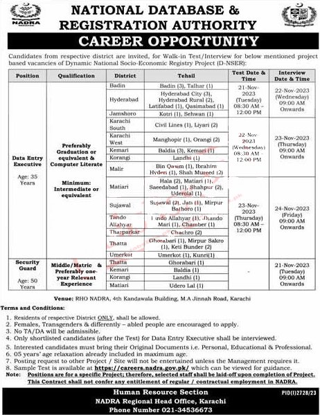 Jobs in NADRA 2023 – National Database and Registration Authority ...