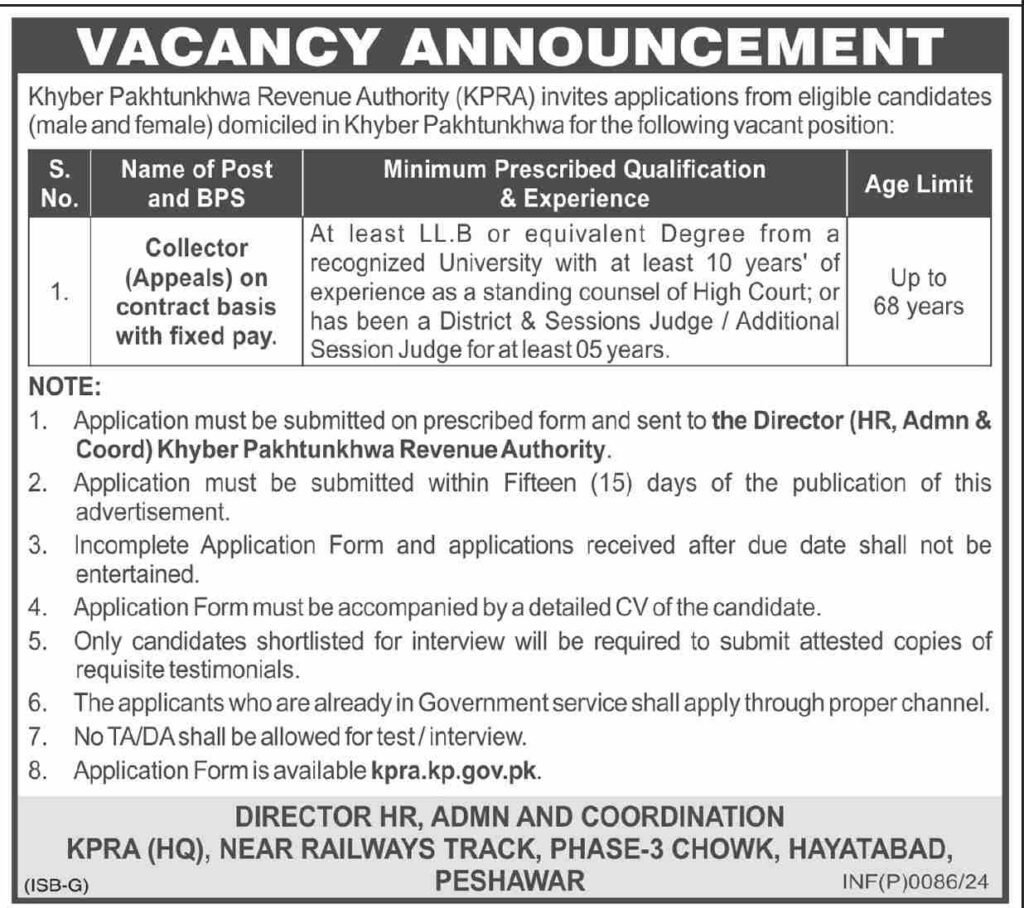 Khyber Pakhtunkhwa Revenue Authority KPRA Jobs 2024 Pakjobsaware   59Khyber Pakhtunkhwa Revenue Authority KPRA Jobs 20244209 1 1024x908 