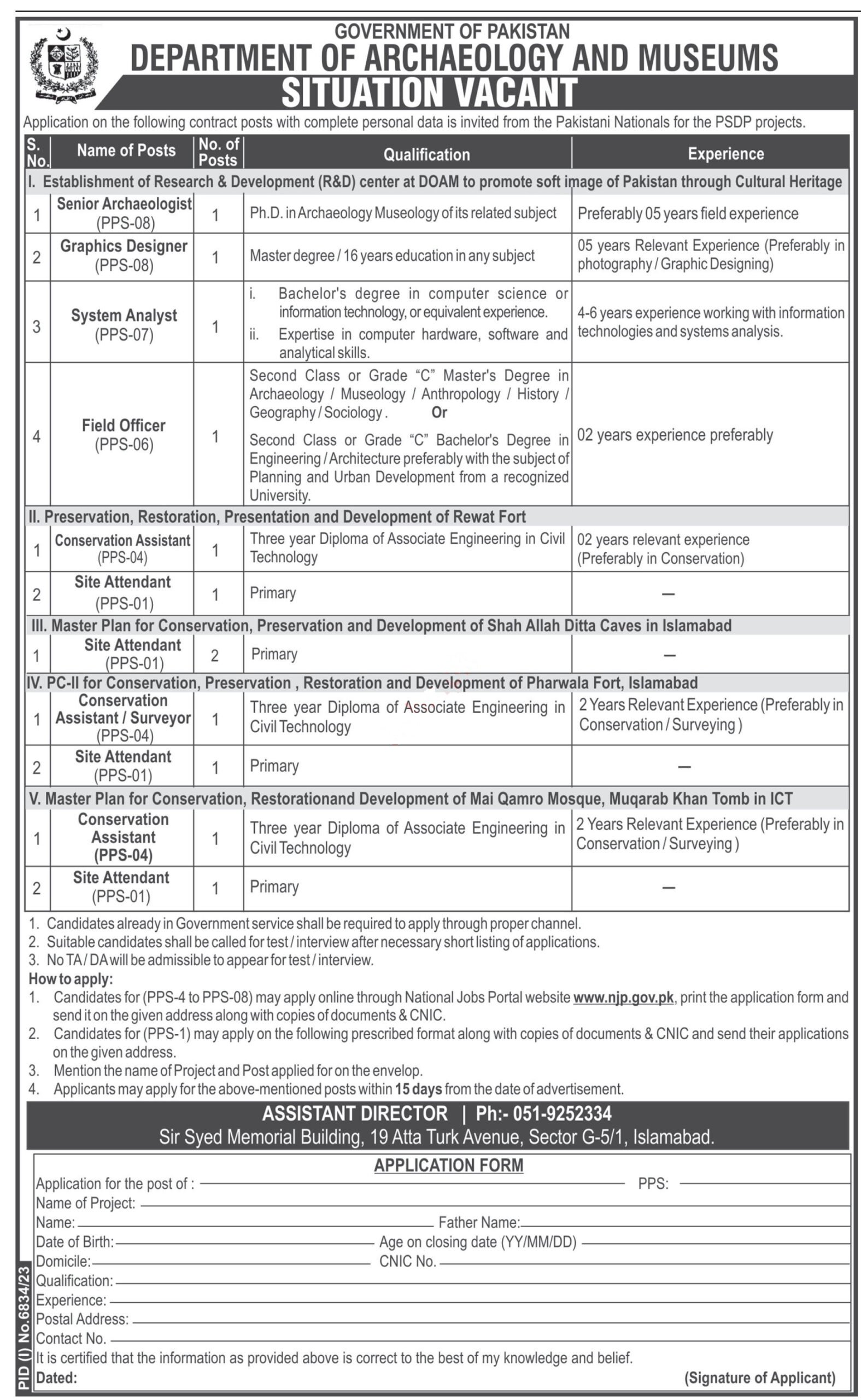 Department of Archaeology and Museums Islamabad Jobs 2024 - Pakjobsaware