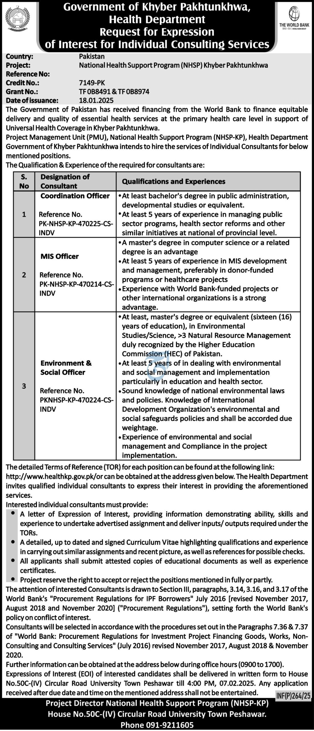 Health Department KPK Job Vacancies 2025