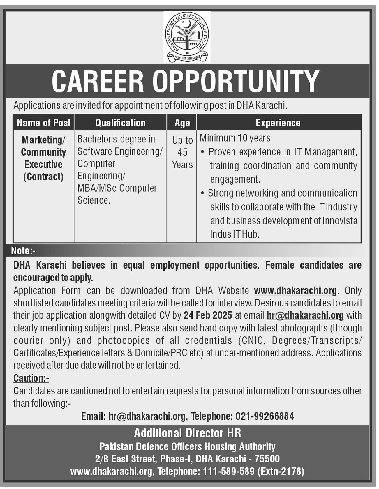  Latest DHA Karachi Jobs February 2025 