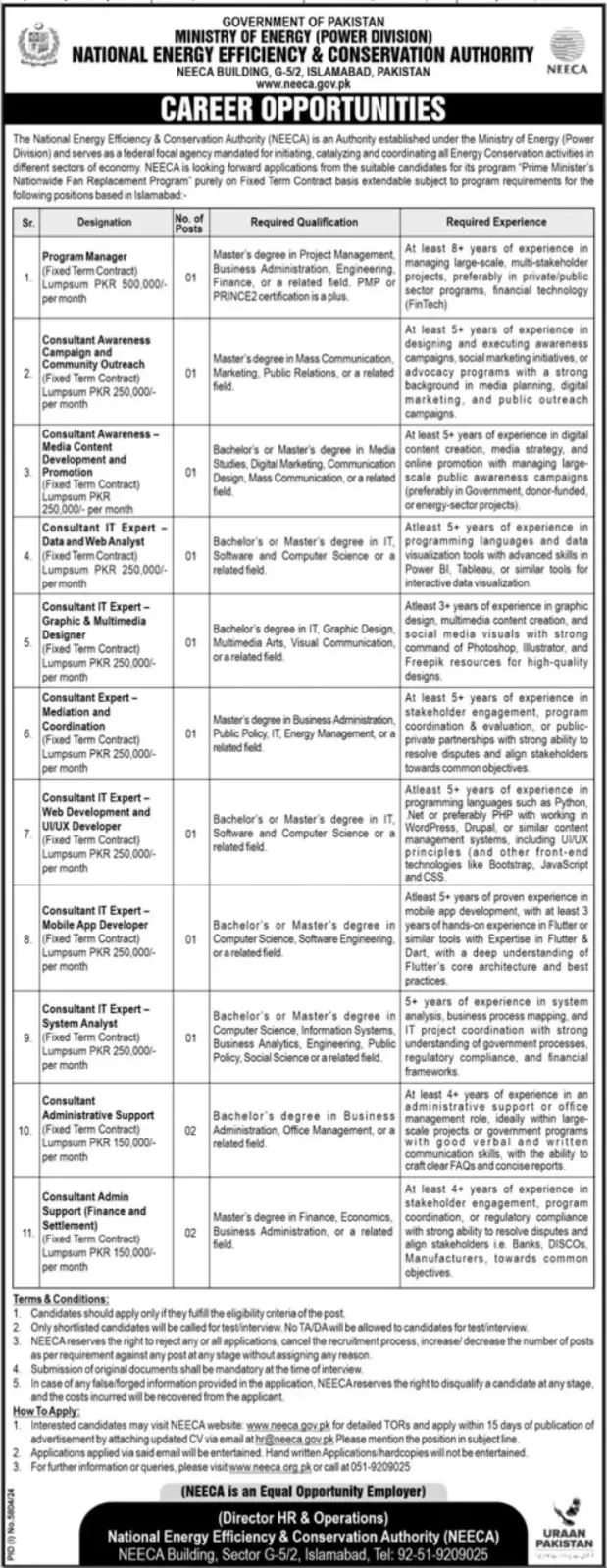 National Energy Efficiency & Conservation Authority NEECA Jobs 2025 